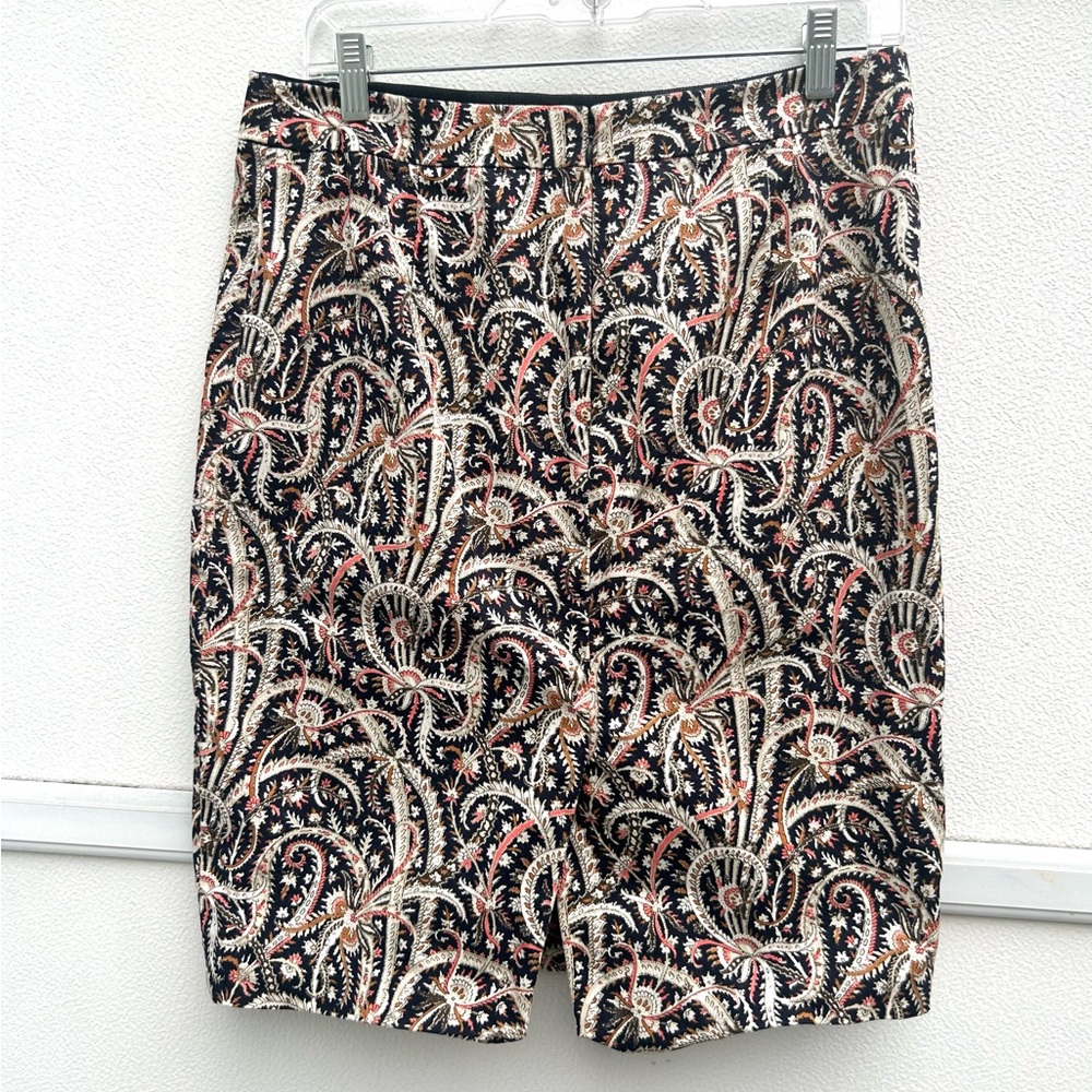 J. CREW Pencil Skirt Sz 6 Feather Paisley Print Navy Blue Multi No. 2 Office - Picture 12 of 13